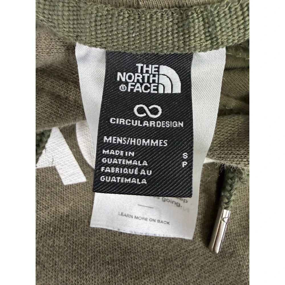 The North Face Mens Small Logo Hoodie Olive Green Pullover Sweatshirt